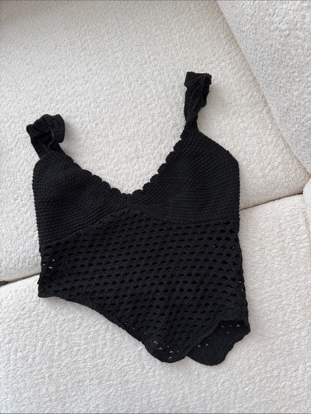 Black Crochet Tank Top - Women's Knit Crop